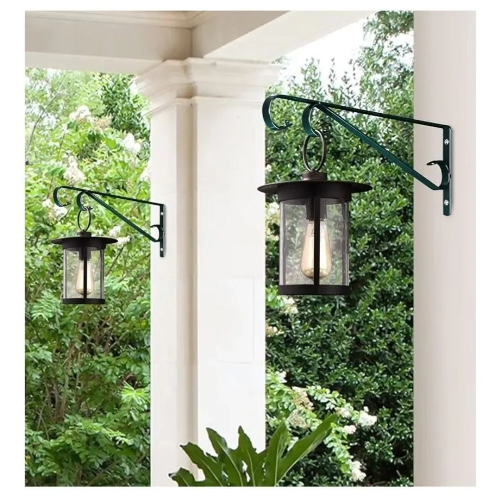 New 2-Pack Green Outdoor Metal Wall Bracket Plant Hangers
